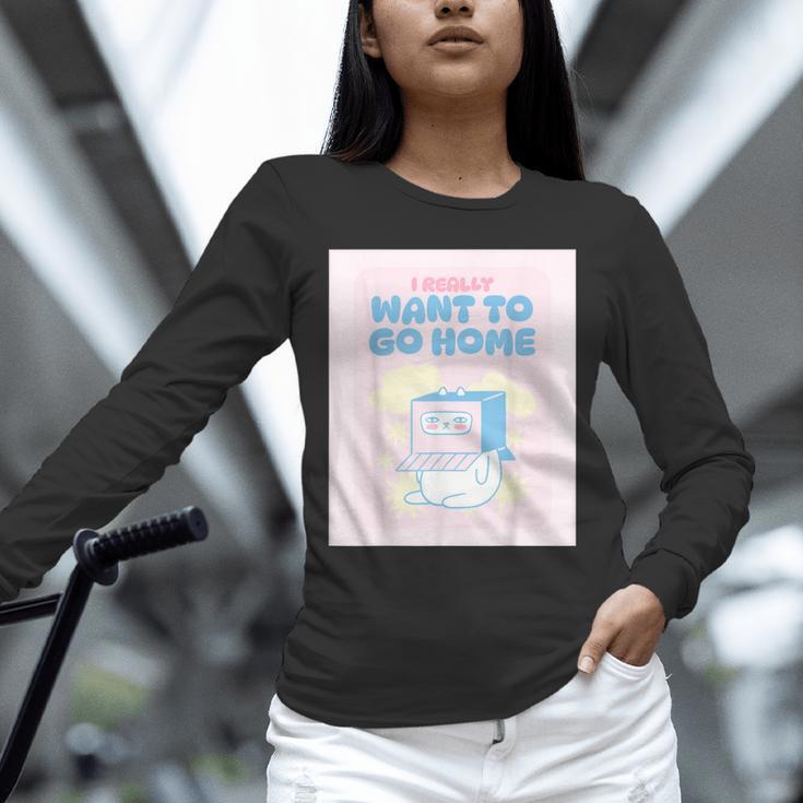 Fun Cute Introvert Cat Character Quote Men Women Unisex Long Sleeve T-Shirt