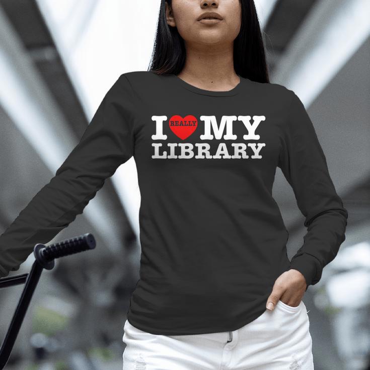 Fun I Love My Library Book Reader Bookworm Librarian Costume Unisex Long Sleeve T-Shirt Fun I Love My Library Book Reader Bookworm Librarian Costume Unisex Long Sleeve T-Shirt