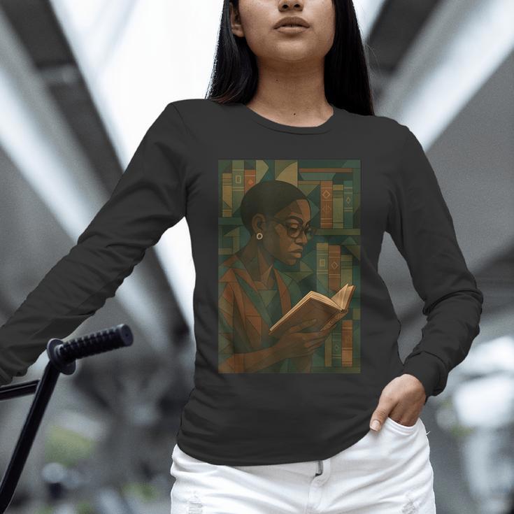 Geometric History Educated Women Teacher Book Melanin Unisex Long Sleeve T-Shirt