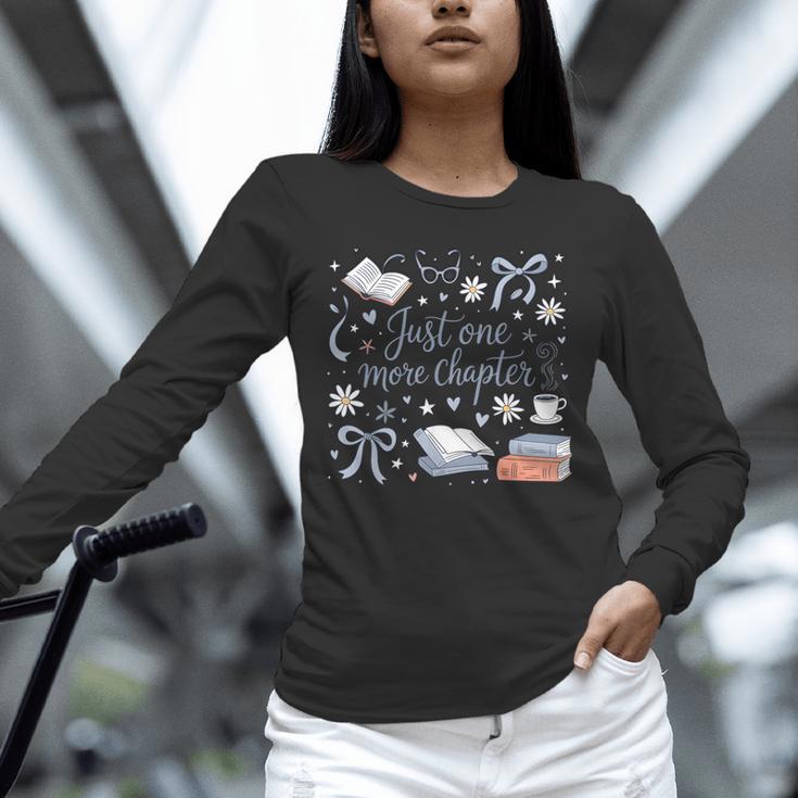 Girl Coquette Bow Just One More Chapter Book Bookish Reading Unisex Long Sleeve T-Shirt