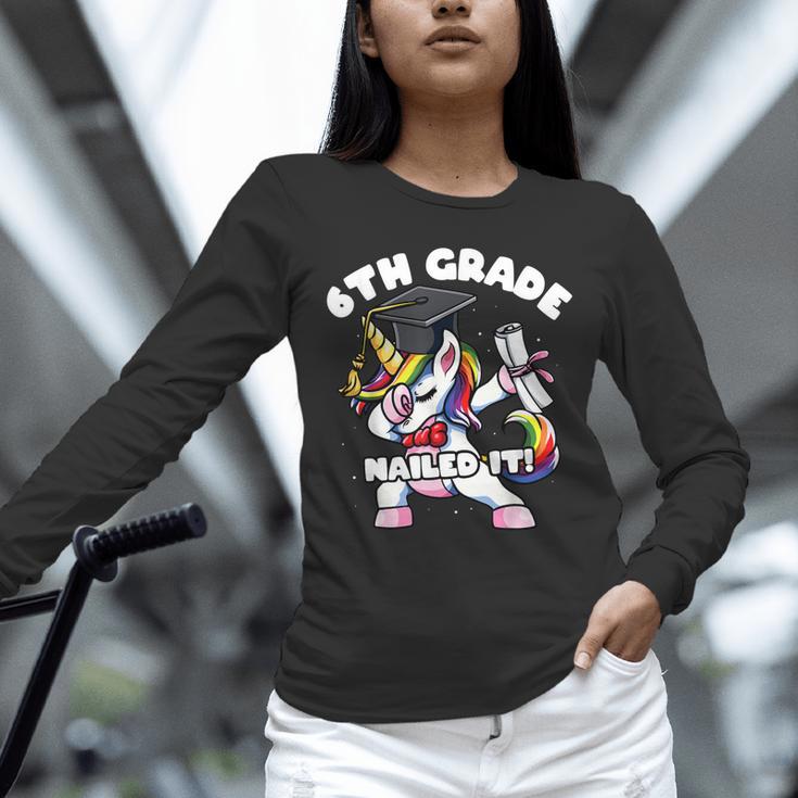 Girls Dabbing Unicorn 6th Sixth Grade Nailed It Graduation Unisex Long Sleeve T-Shirt