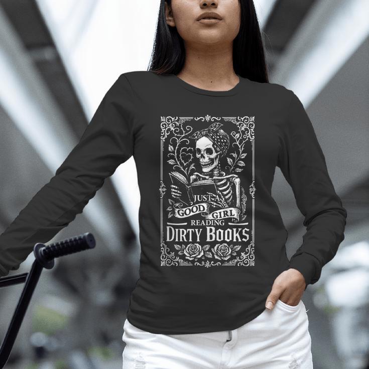 Good Girl Dirty Books Humor Dark Romance Bookworm Unisex Long Sleeve T-Shirt