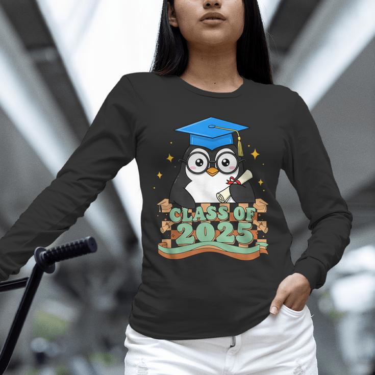 Graduate Penguin Class Of 2025 Kids Graduation Unisex Long Sleeve T-Shirt