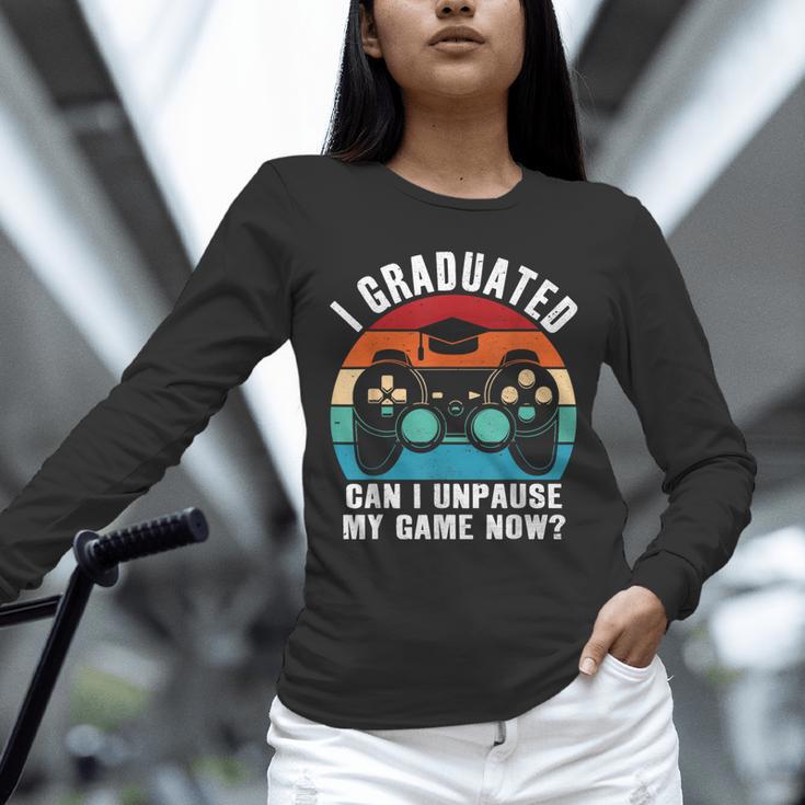 I Graduated Can I Unpause My Game Now Retro Graduation Unisex Long Sleeve T-Shirt