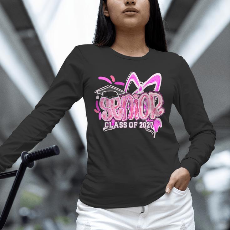 Graduation 2027 Senior 2027 Class Of 2027 Coquette Pink Girl Unisex Long Sleeve T-Shirt