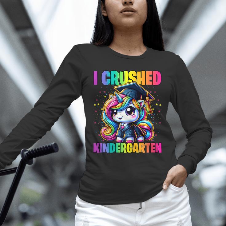 Graduation I Crushed Kindergarten Unicorn Girls Grad Magical Unisex Long Sleeve T-Shirt