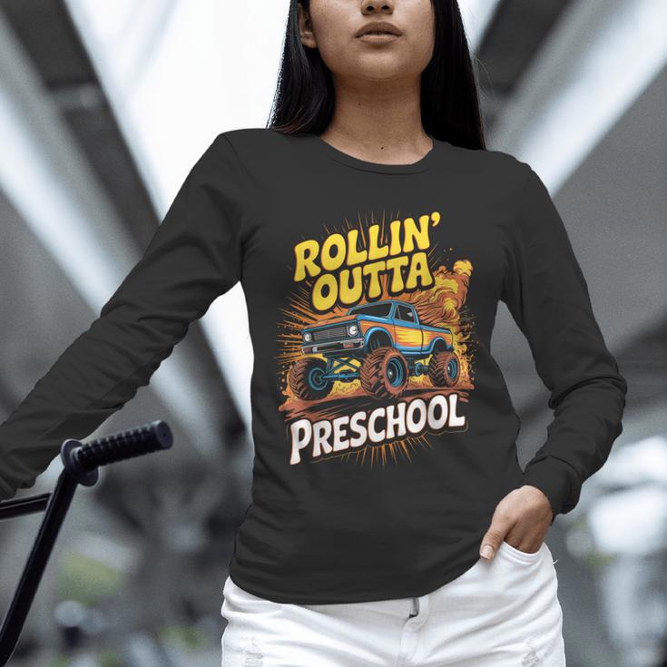 Graduation Rollin' Outta Preschool Monster Truck Boys Pre-K Unisex Long Sleeve T-Shirt