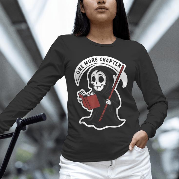 Grim Reaper Bookworm Cute Book Reading Halloween Unisex Long Sleeve T-Shirt