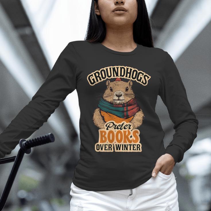 Groundhogs Prefer Books Over Winter February Unisex Long Sleeve T-Shirt