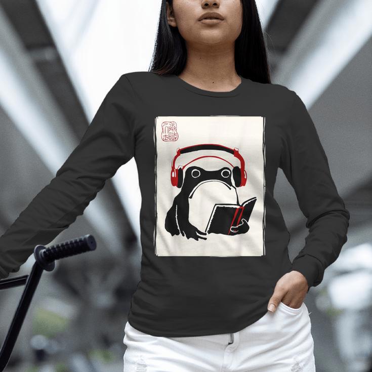Grumpy Frog Books Music Kawaii Ink Japanese Unisex Long Sleeve T-Shirt