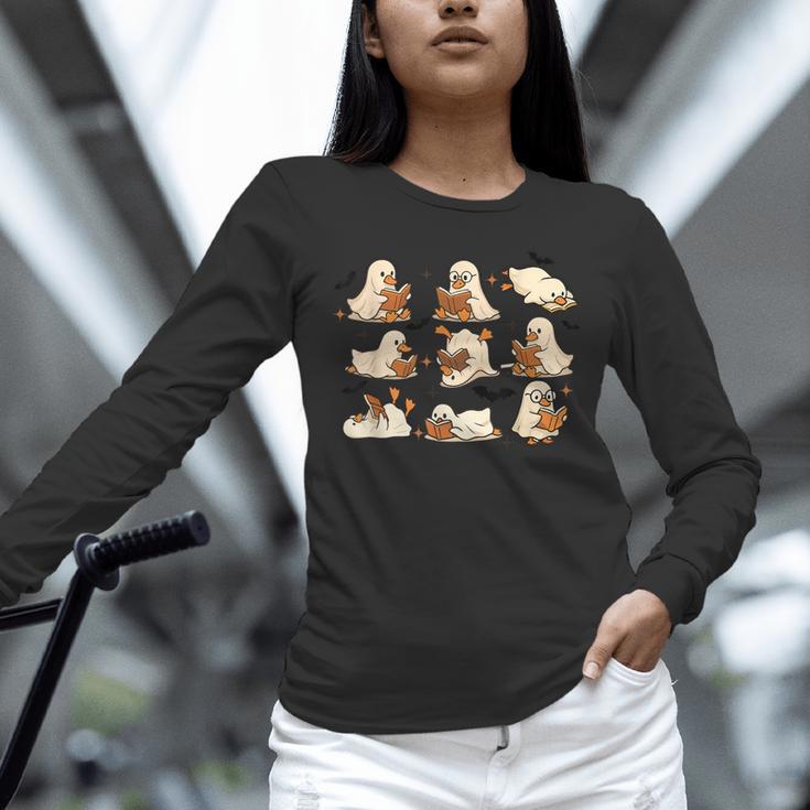 Halloween Ghost Book Lover Unisex Long Sleeve T-Shirt