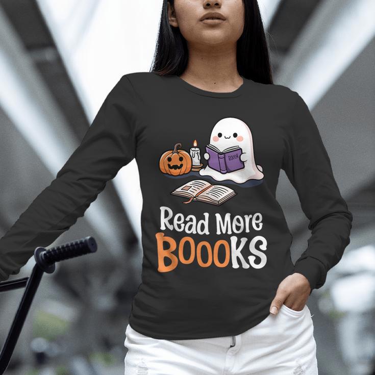 Halloween Teacher Women Cute Reading Ghost Read More Books Unisex Long Sleeve T-Shirt