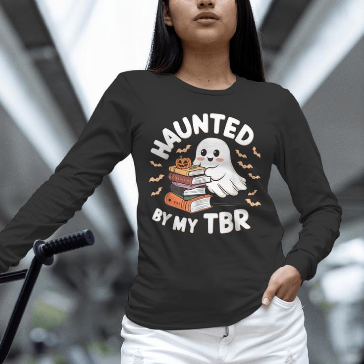 Haunted By My TBR Cute Ghost Book Reading Teacher Halloween Unisex Long Sleeve T-Shirt