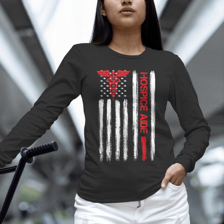 Hospice Aide American Flag Nurses Graduation Medical Unisex Long Sleeve T-Shirt