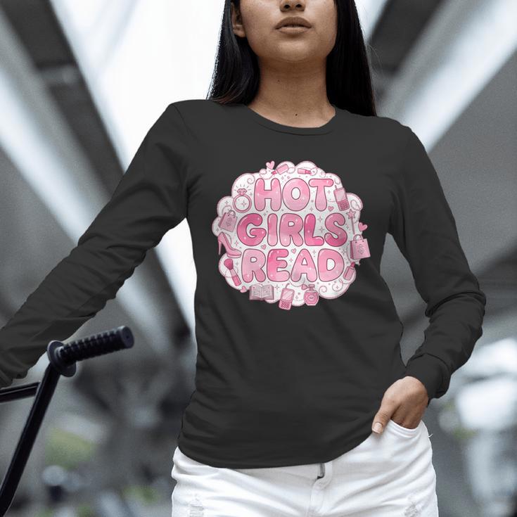 Hot Girls Read Pink Aesthetic Book Lover Reading Unisex Long Sleeve T-Shirt