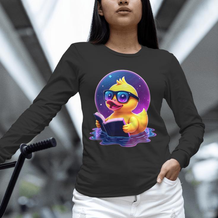 Humor Rubber Duck Reading Book Unisex Long Sleeve T-Shirt