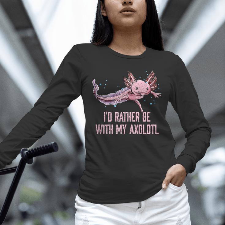 Id Rather Be With My Axolotl Salamander Introvert Unisex Long Sleeve T-Shirt