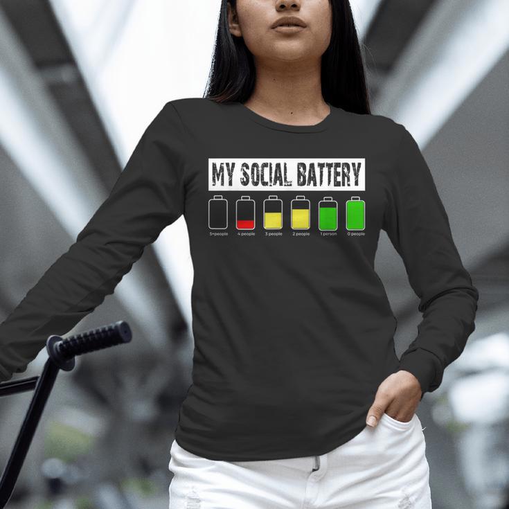 Introvert My Social Battery Low Level Graphic Unisex Long Sleeve T-Shirt