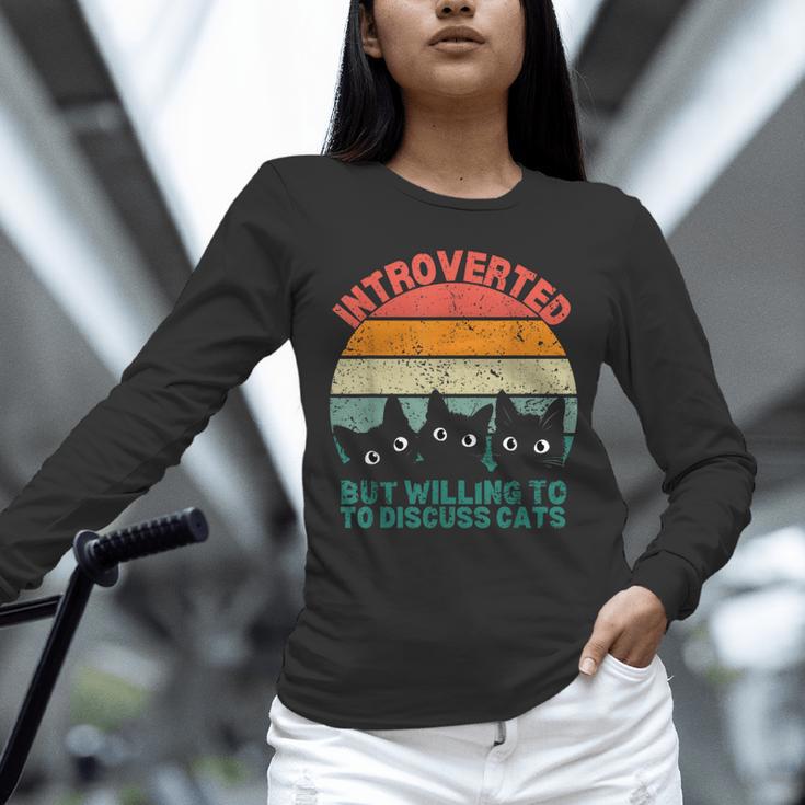 Introverted But Willing To Discuss Cats Unisex Long Sleeve T-Shirt