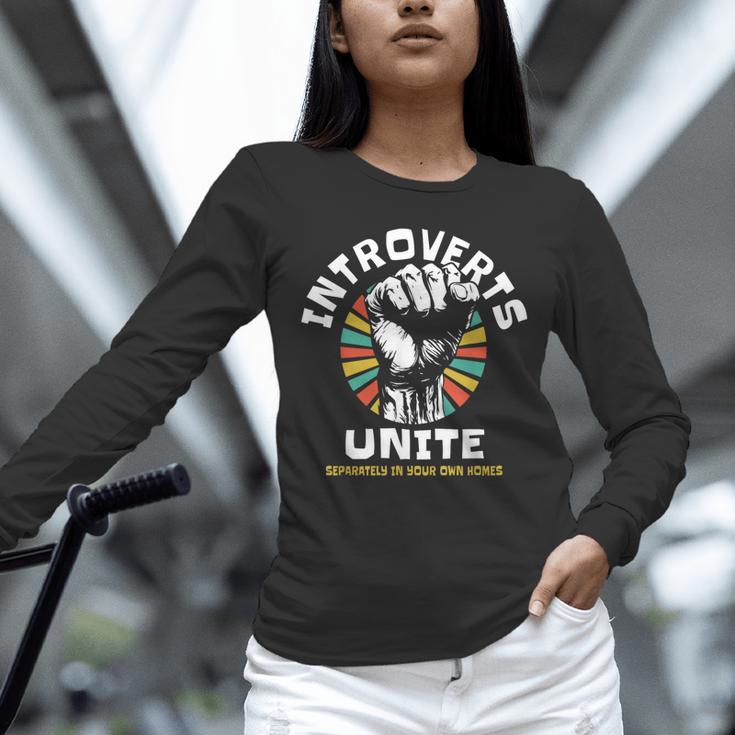 Introverts Unite Separately Own Homes Emblem Unisex Long Sleeve T-Shirt Introverts Unite Separately Own Homes Emblem Unisex Long Sleeve T-Shirt