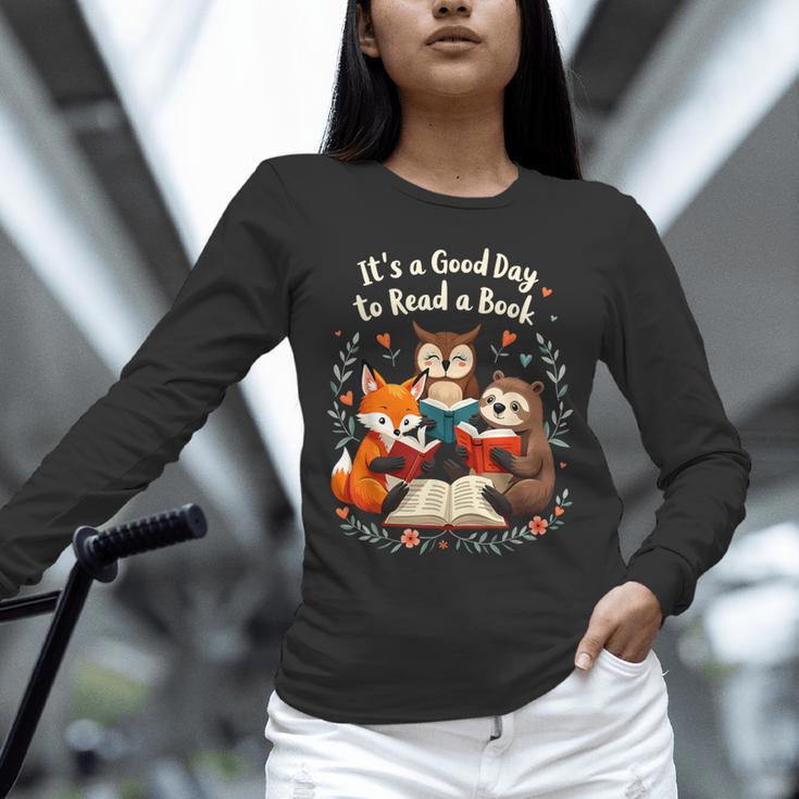 Its A Good Day To Read Book Cute Fox Sloth Owl Novel Reading Unisex Long Sleeve T-Shirt