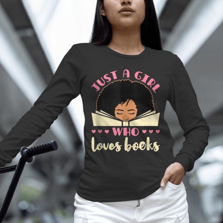 Just a Girl Who Loves Books African American Book Nerd Lover Unisex Long Sleeve T-Shirt