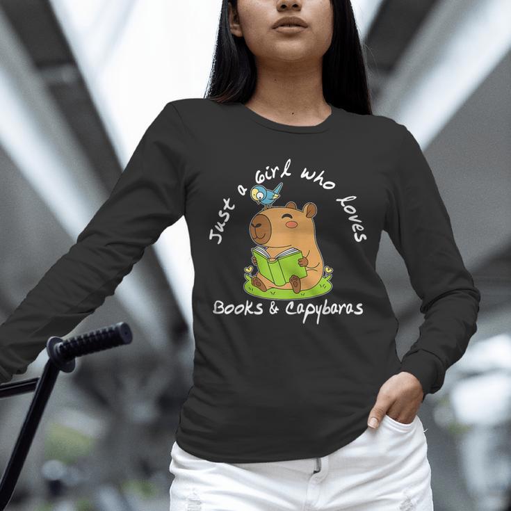 Just a Girl Who Loves Books And Capybaras Unisex Long Sleeve T-Shirt Just a Girl Who Loves Books And Capybaras Unisex Long Sleeve T-Shirt