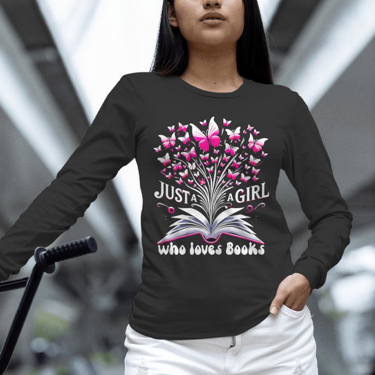 Just a Girl Who Loves Books Reading Book Butterfly Bookworm Unisex Long Sleeve T-Shirt