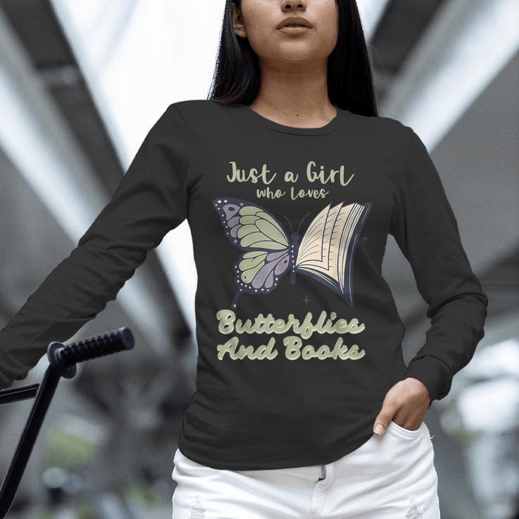 Just a Girl Who Loves Butterflies And Books Butterfly Unisex Long Sleeve T-Shirt