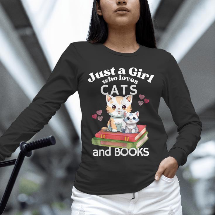 Just A Girl That Loves Cats And Books Cute Cat & Bookwork Unisex Long Sleeve T-Shirt Just A Girl That Loves Cats And Books Cute Cat & Bookwork Unisex Long Sleeve T-Shirt