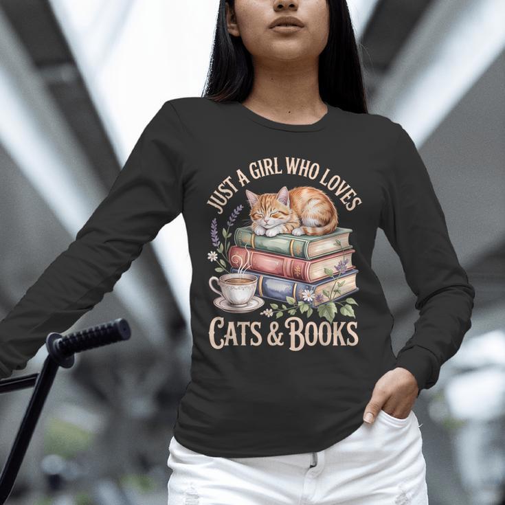 Just A Girl Who Loves Cats And Books Reading Librarian Unisex Long Sleeve T-Shirt