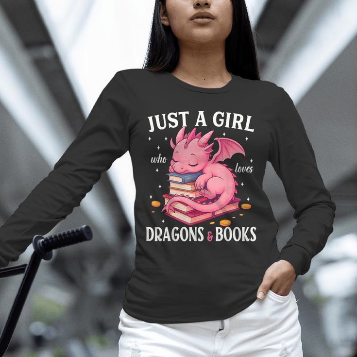Just A Girl Who Loves Dragons And Books Dragon Reading Lover Unisex Long Sleeve T-Shirt
