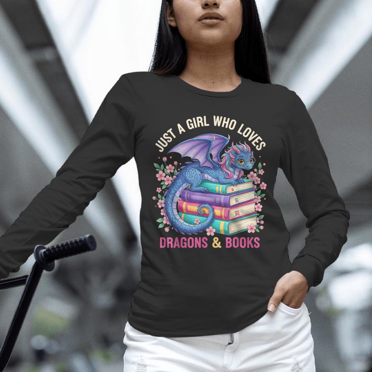 Just a Girl Who Loves Dragons And Books Dragon Reading Unisex Long Sleeve T-Shirt