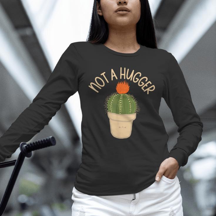 Kawaii Grumpy Cactus Not a Hugger Plant Introvert Unisex Long Sleeve T-Shirt