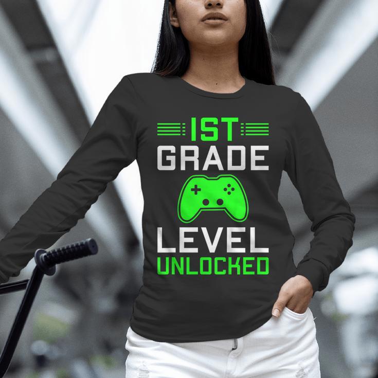 Kids 1st Grade Level Unlocked Back To School Gamer Graduation Unisex Long Sleeve T-Shirt