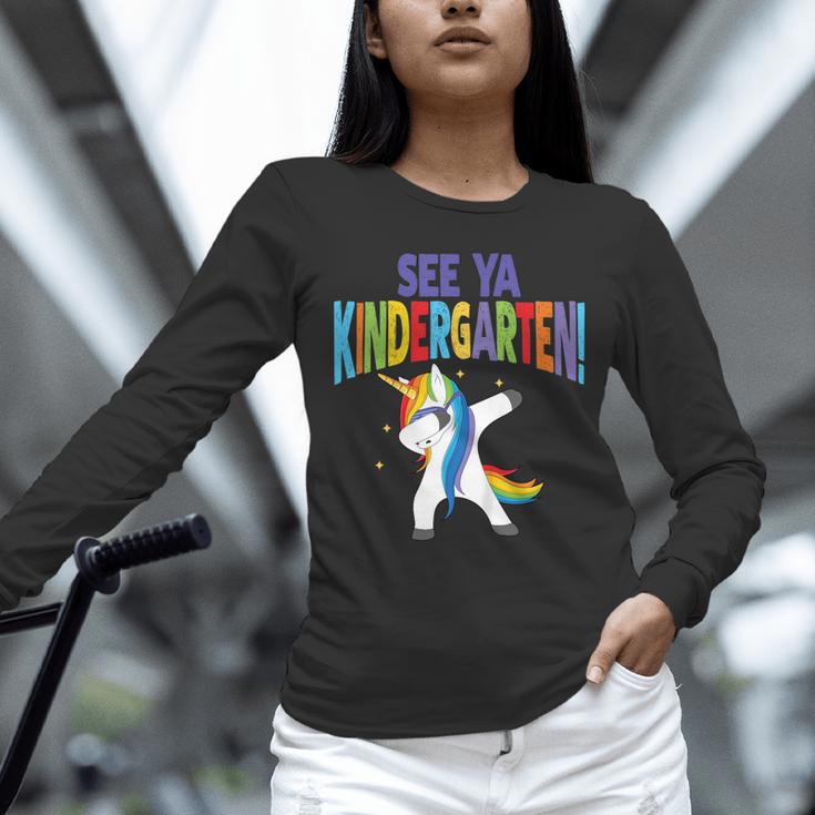 Kids Dabbing Unicorn Kindergarten Graduation See Ya Unisex Long Sleeve T-Shirt