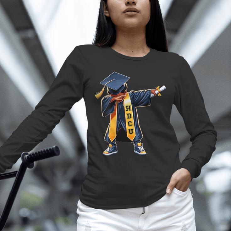 Kids HBCU Boys Grad Dabbing Graduation Unisex Long Sleeve T-Shirt
