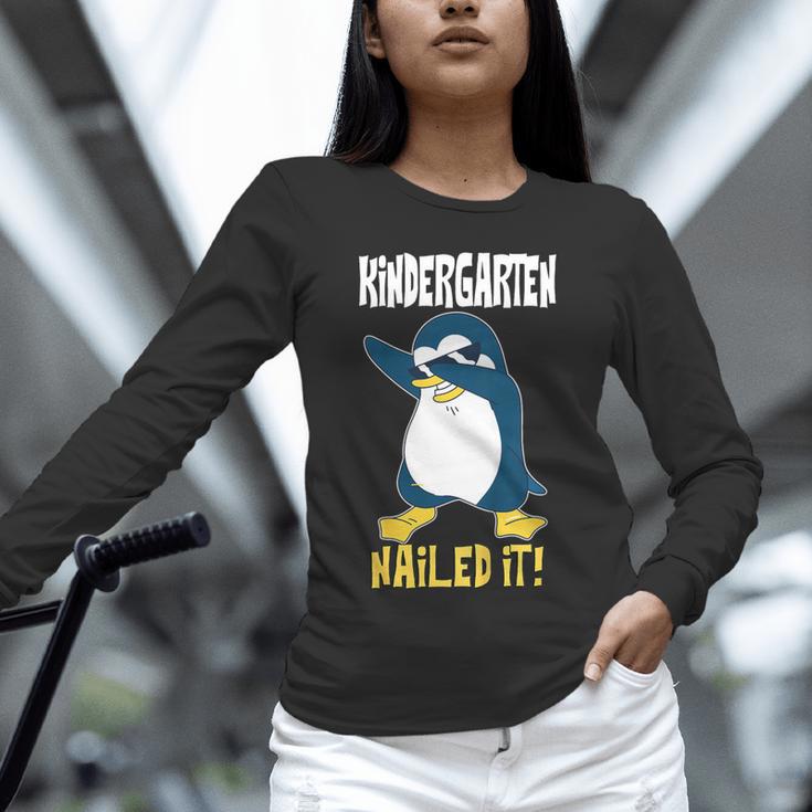 Kids Kindergarten Dabbing Penguin Nailed It Graduation Class 2021 Unisex Long Sleeve T-Shirt