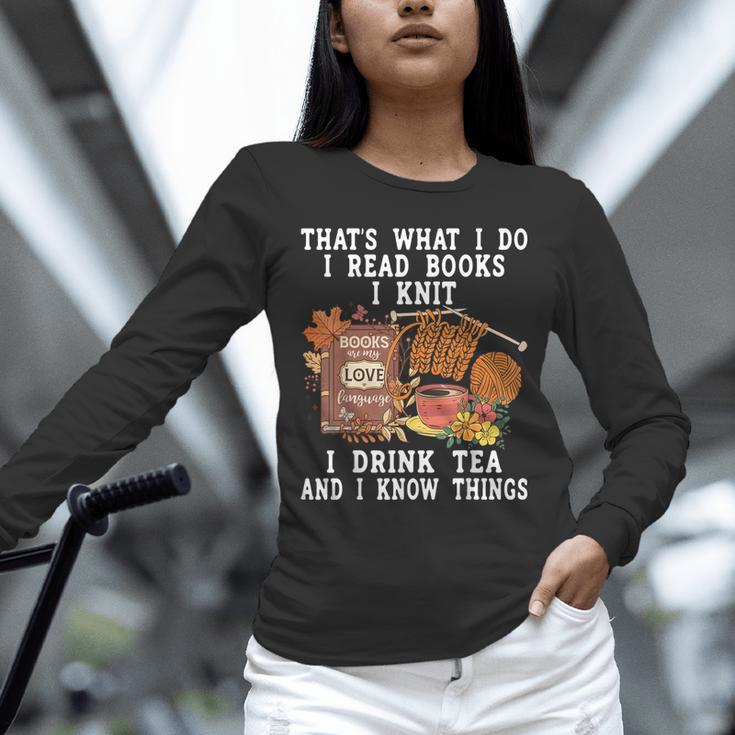 Knitting Reading Books Drinking Tea Knitter Knit Unisex Long Sleeve T-Shirt Knitting Reading Books Drinking Tea Knitter Knit Unisex Long Sleeve T-Shirt