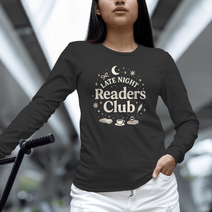 Late Night Readers Club Moon & Stars Book Lover Unisex Long Sleeve T-Shirt Late Night Readers Club Moon & Stars Book Lover Unisex Long Sleeve T-Shirt