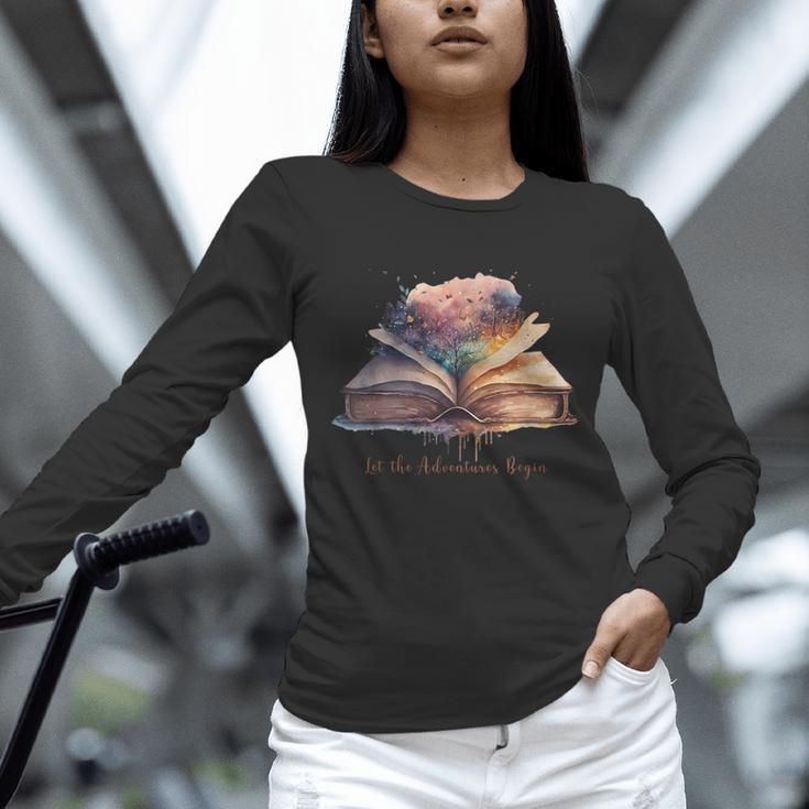 Let The Adventures Begin Book Lovers Magical Whimsical Art Unisex Long Sleeve T-Shirt