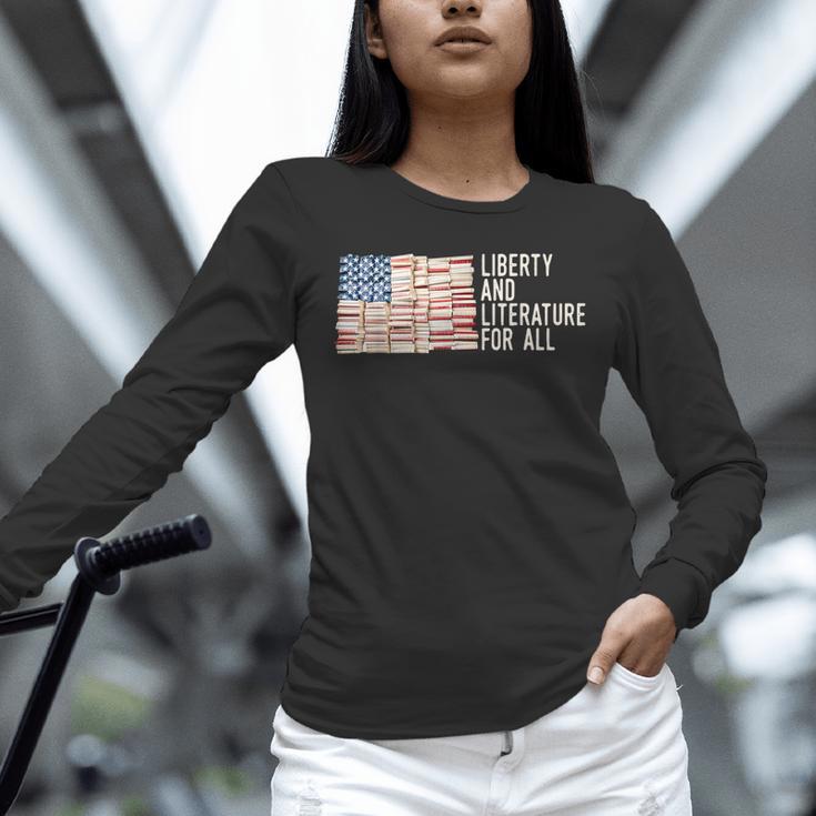 Liberty And Literature For All Reading USA Book Lover Unisex Long Sleeve T-Shirt
