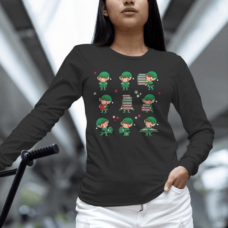 Librarian Book Lover Christmas Elf Reading Joy Unisex Long Sleeve T-Shirt