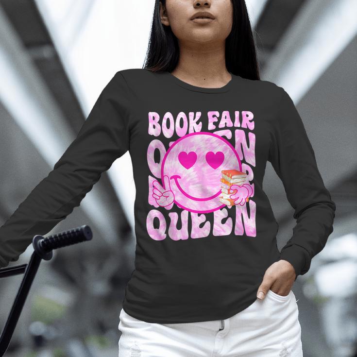 Library Book Fair Queen Vibe Groovy Tie Dye School Reading Unisex Long Sleeve T-Shirt