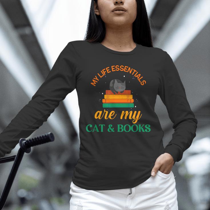 My Life Essentials Are Cat And Books Unisex Long Sleeve T-Shirt My Life Essentials Are Cat And Books Unisex Long Sleeve T-Shirt