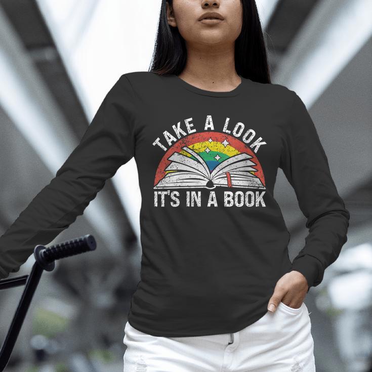 Take a Look It's In a Book Reading Vintage Retro Rainbow Unisex Long Sleeve T-Shirt Take a Look It's In a Book Reading Vintage Retro Rainbow Unisex Long Sleeve T-Shirt