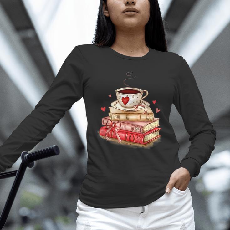 Love Book Coffee Heart Coquette Bow Valentines Day Unisex Long Sleeve T-Shirt Love Book Coffee Heart Coquette Bow Valentines Day Unisex Long Sleeve T-Shirt