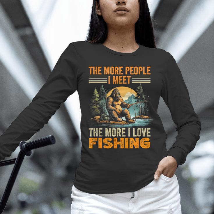 I Love Fishing Bigfoot Fisherman Introvert Sarcastic Unisex Long Sleeve T-Shirt