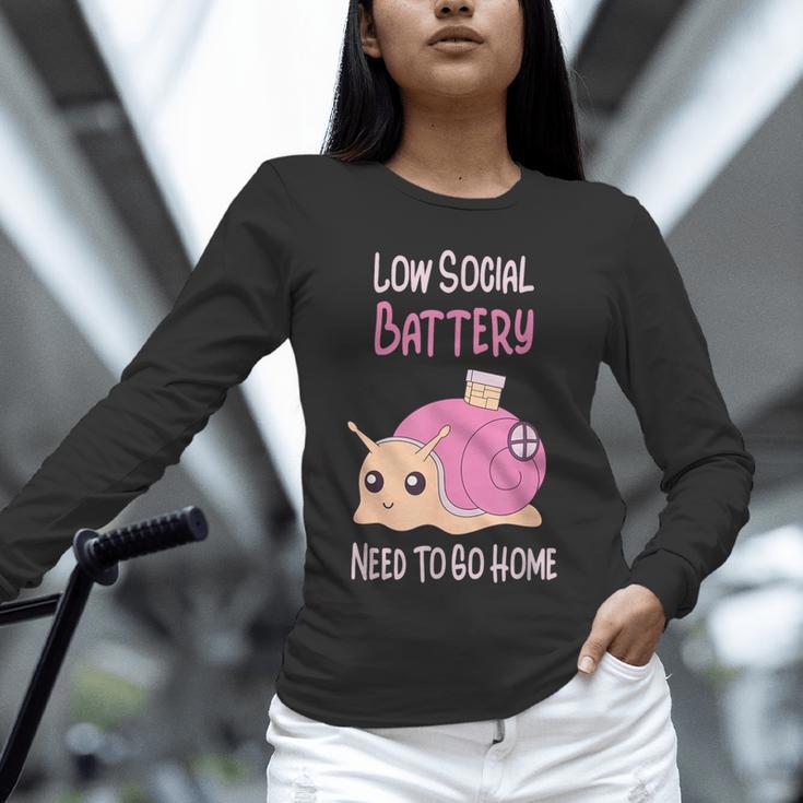 Low Social Battery Cute Snail With House Introvert Cozy Home Unisex Long Sleeve T-Shirt