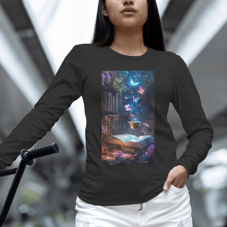 Magic Books Butterflies Fantasy Nature Tea Enchanting Unisex Long Sleeve T-Shirt Magic Books Butterflies Fantasy Nature Tea Enchanting Unisex Long Sleeve T-Shirt